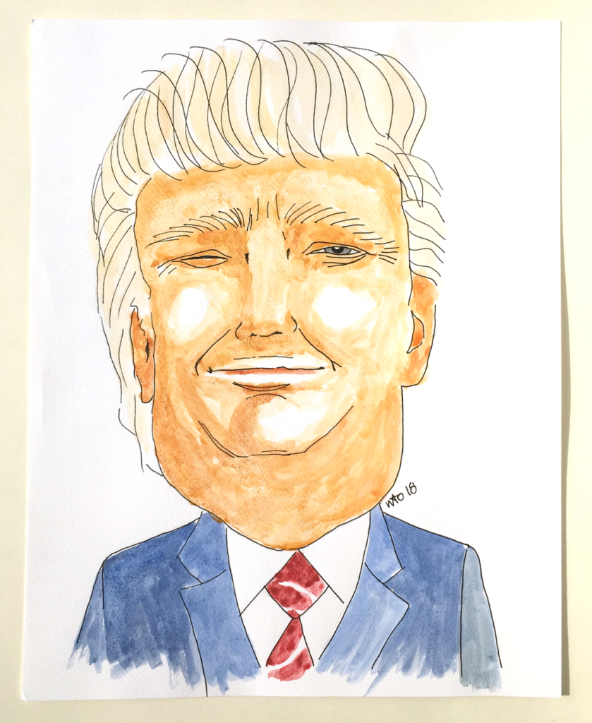 Donald Trump illustration akvarel